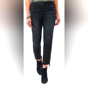 Democracy "Ab" Solution High Rise Distressed Vintage Skinny Jean Black Size 12